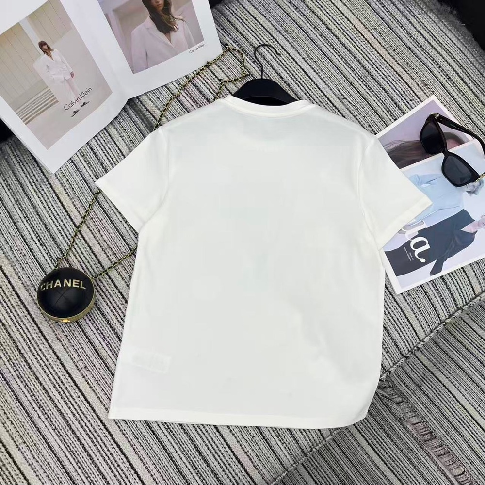 Chanel logo sequined beaded short-sleeved round-neck T-shirt - Picture 2 of 4